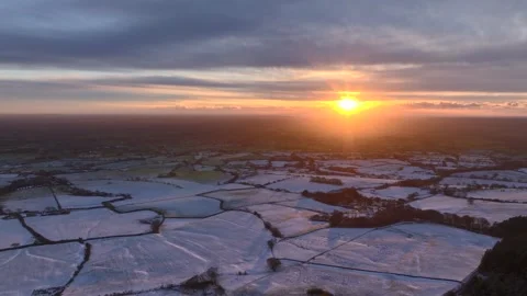 Snowy Fields at Sunset Stock Footage 297964563