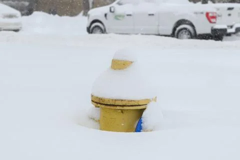 Snowy Fire Hydrant Scene Stock Photos
