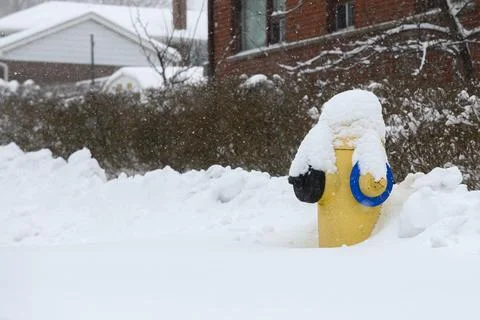 Snowy Fire Hydrant Scene Stock Photos