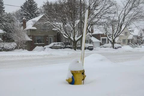 Snowy Fire Hydrant Scene Stock Photos