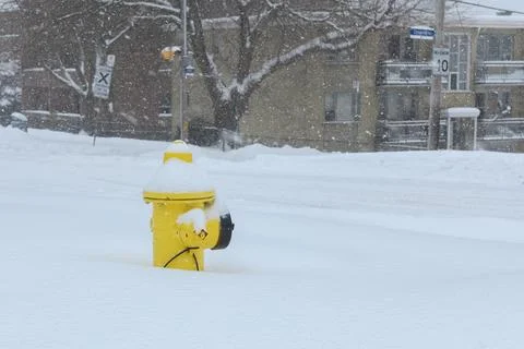 Snowy Fire Hydrant Scene Stock Photos