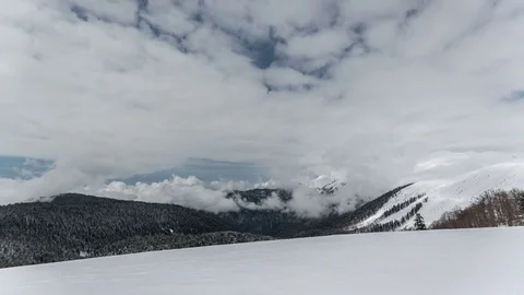 Snowy Forest and  Clouds time lapse WIDE angle shot Stock-Footage 83692961