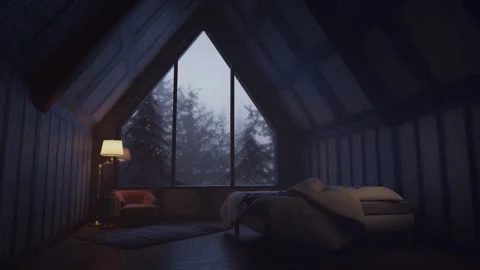Snowy forest in the cabin (looping) Stock Footage 256854060