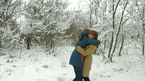 In a snowy forest Stock Footage 33866234