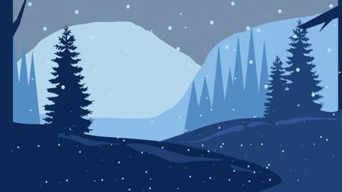 Snowy Forest Landscape Stock Illustration