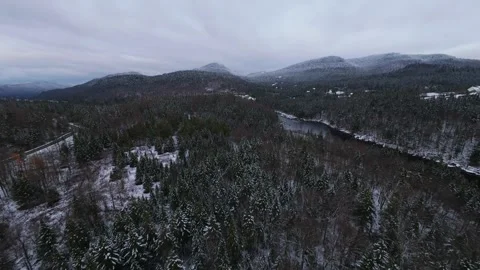 Snowy forest river fpv drift 스톡 동영상 321179024