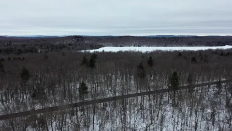 Snowy forest road Stock Footage 267129972