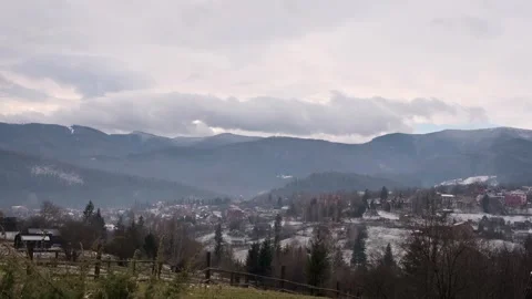 Snowy forest in winter mountains Stock Footage 257075549