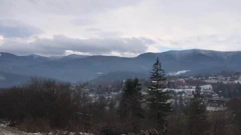 Snowy forest in winter mountains Stock Footage 257075580