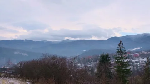 Snowy forest in winter mountains Stock Footage 257075602