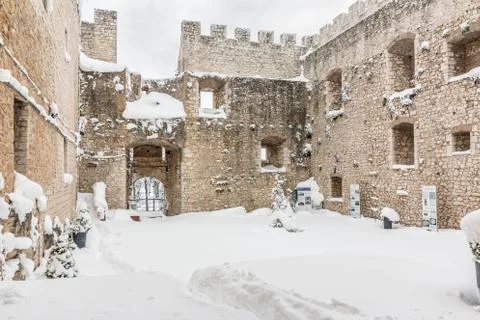 Snowy fortress of Campobasso Stock Photos
