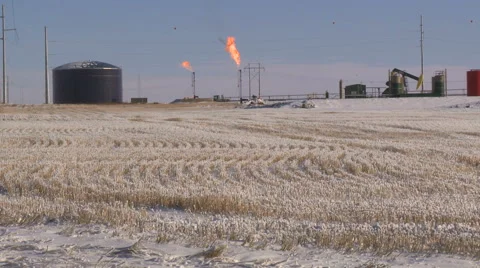 Snowy fracking operation site Stock Footage 47939859
