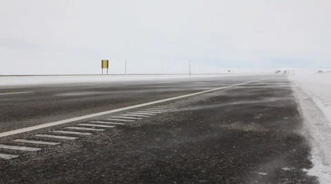 Snowy freeway road Stock Footage 1217990