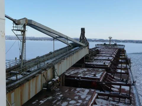 Snowy freighter Stock Photos