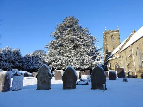 Snowy grave yard Stock Photos