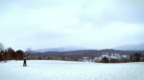 Snowy Guitar Guy 3 Stock Footage 595892