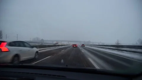 Snowy highway Stock Footage 91686932