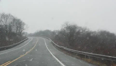 Snowy Highway Road Stock Footage 10756482