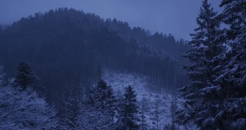 Snowy hill during dusk Video stock 90496629