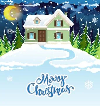 Snowy house Ilustración de archivo