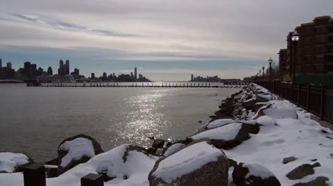 Snowy Hudson River Stock Footage 35517682