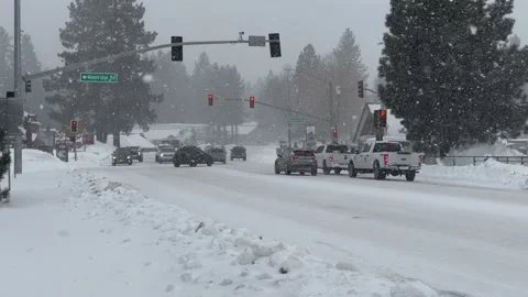 Snowy Intersection Stock Footage 234149314
