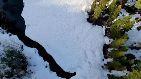 Snowy Lake Flyover Stock Footage 108561722