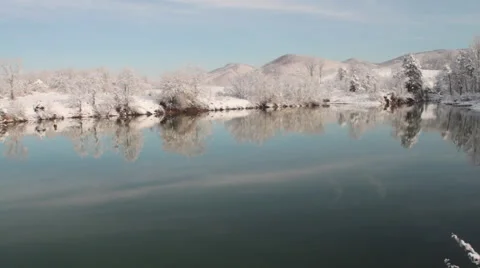 Snowy Lake Stock Footage 44562182
