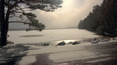 Snowy lake Stock Footage 99521559