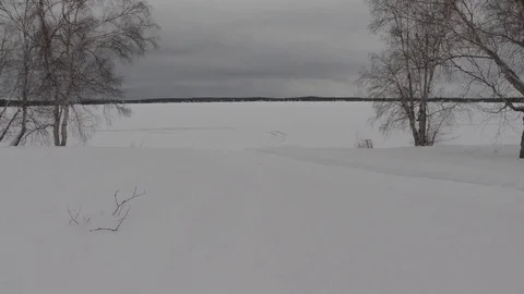 Snowy lake in Quebec Video stock 79691564