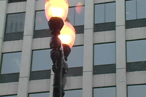 Snowy Lamp Stock Footage 22618662