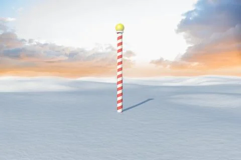 Snowy land scape with pole Stock Illustration