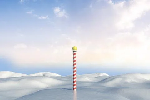 Snowy land scape with pole Stock Illustration