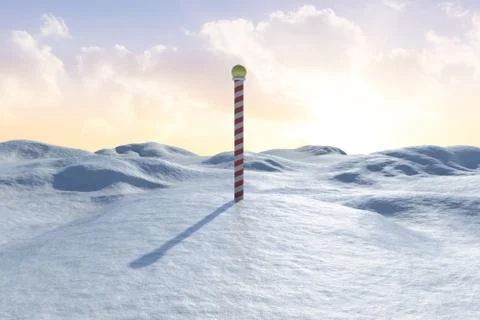 Snowy land scape with pole Stock Illustration