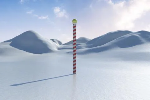 Snowy land scape with pole Stock Illustration