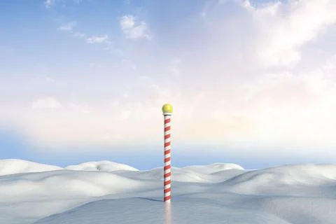 Snowy land scape with pole Stock Illustration