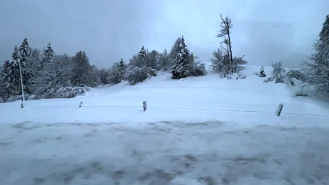 Snowy landscape on a cloudy day Stock Footage 232710228