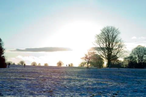 Snowy landscape during Winter. Stock Photos