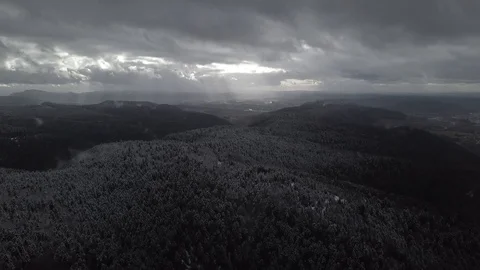 Snowy landscape with light rays 1080 ungraded Stock Footage 105953602