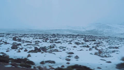 Snowy landscape through a window on a highway of the highlands Stock Footage 91406131