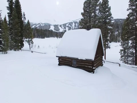 Snowy Log Cabin Stock Footage