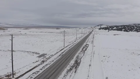 Snowy Lonely Road Stock Footage 127215686