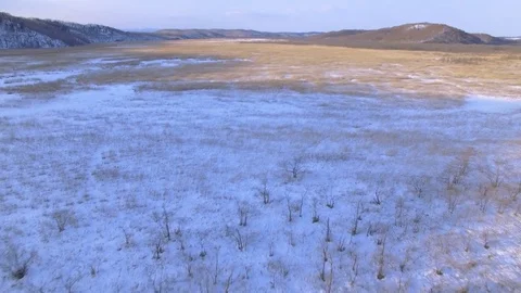 Snowy Marshland Flyover Video stock 73018293