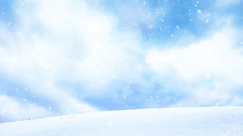 Snowy meadow field with clouds and snowfall 動画素材 116630173