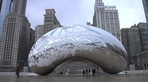 Snowy Millennium Park Bean Stock Footage 367331