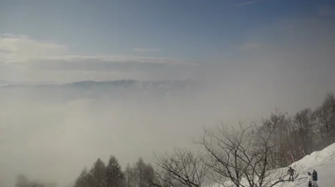 Snowy mountain with clouds 動画素材 23658459