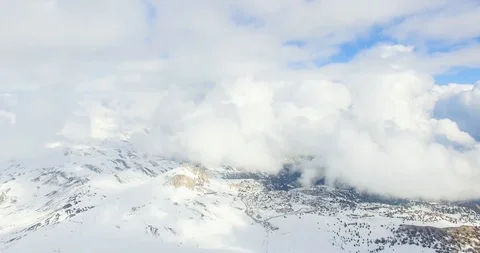 Snowy Mountain in a Cloudy Day Aerial View Stock Footage 119019853