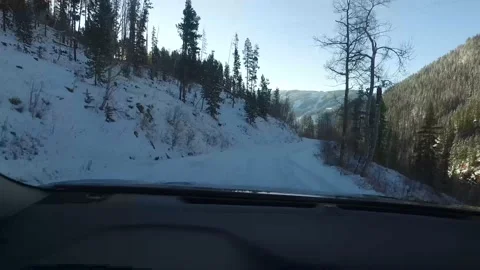 Snowy Mountain Drive 1 Stock Footage 166972178