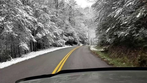 Snowy Mountain Drive Video stock 122252474