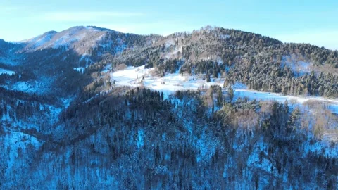 Snowy Mountain Drone View Video stock 286128578
